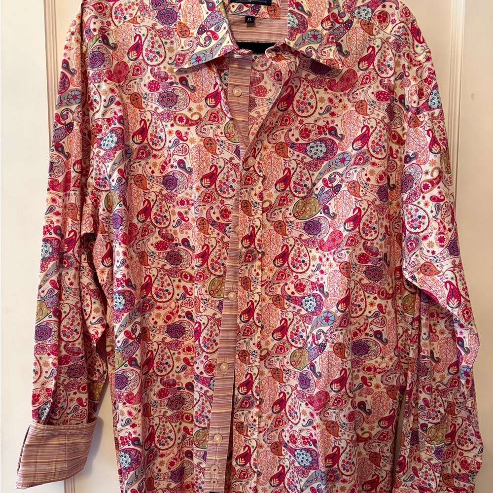 Robert Graham Multicolor Paisley Button-Down Shirt‎ with Pink & Cream Accents